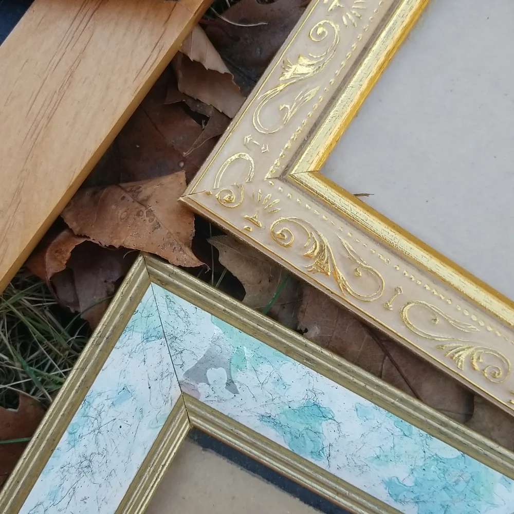 Mix lot picture photo frames gold wood metal swan resin 5 pieces Vintage